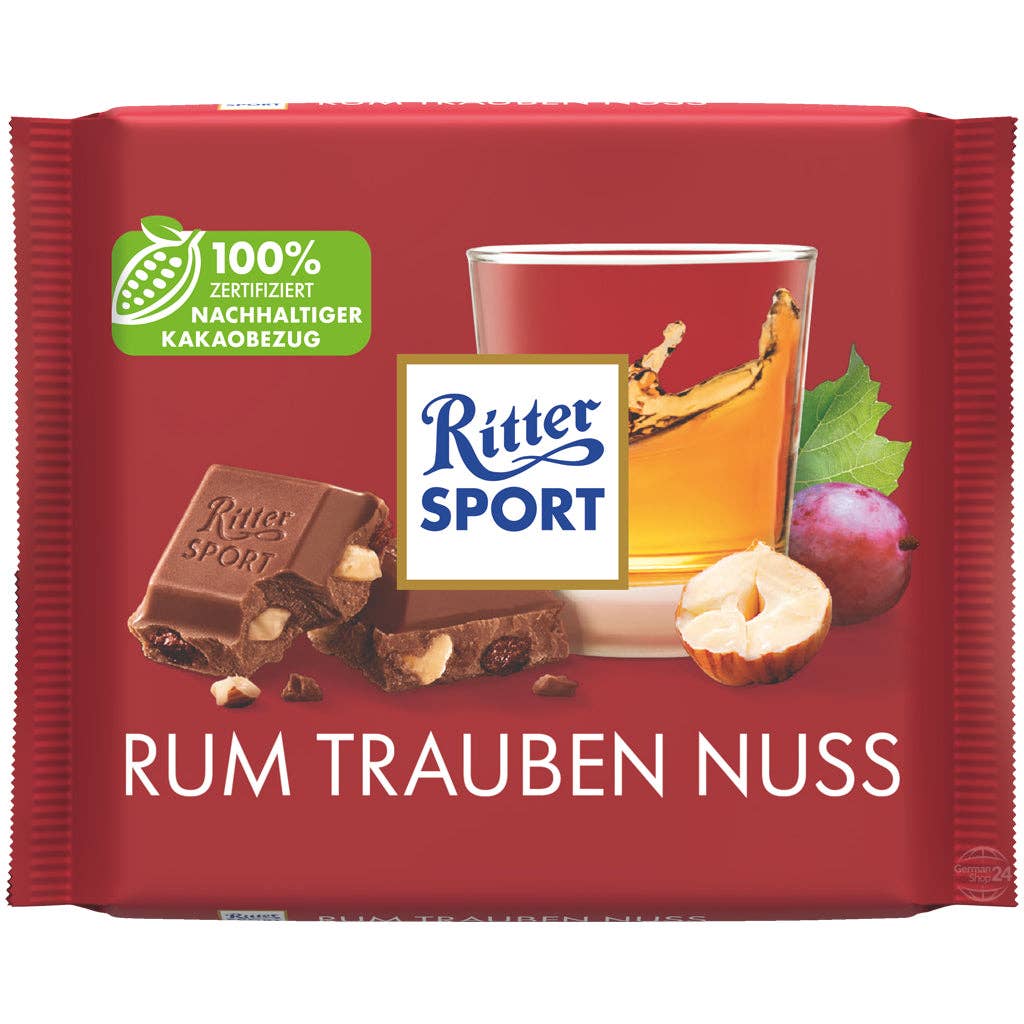 Ritter Sport Milk Rum Raisins Hazelnuts (German)