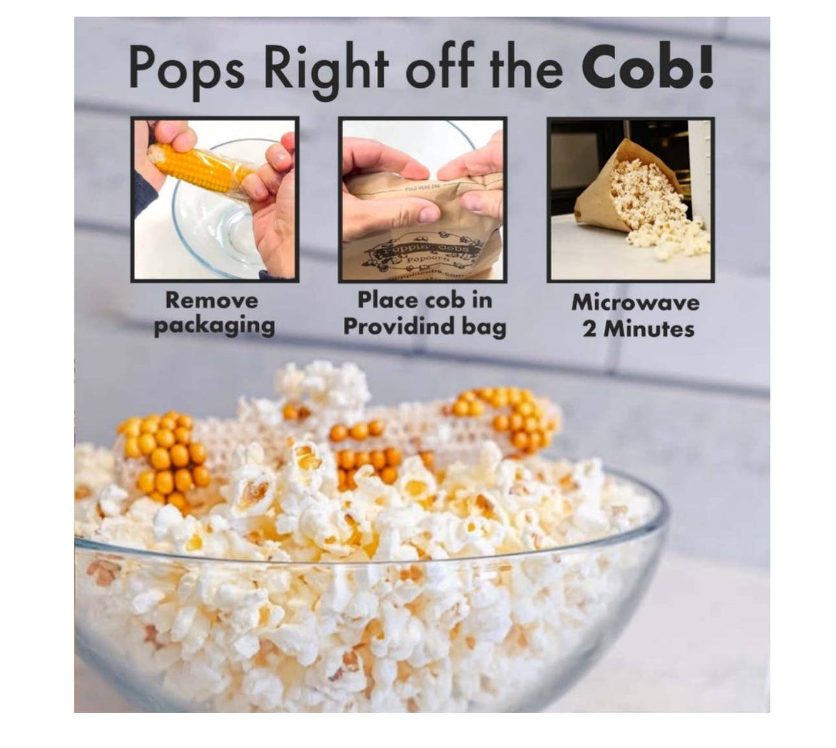 Poppin' Cobs Microwave Popcorn with Dill Pickle Seasoning