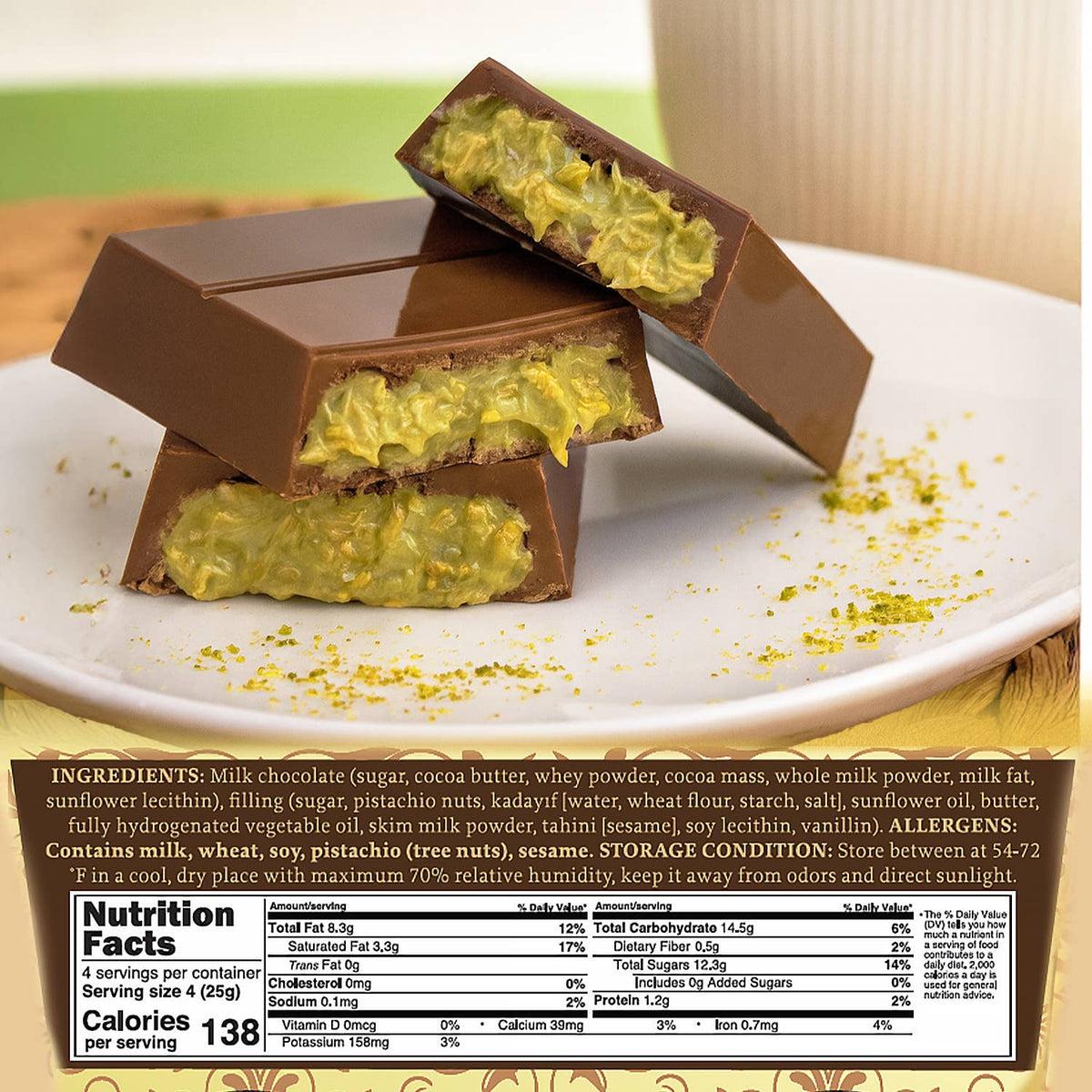 Milk Dubai Chocolate Bar Pistachio & Gift-Ready Pack 3.5 oz