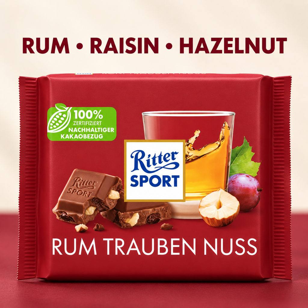 Ritter Sport Milk Rum Raisins Hazelnuts (German)